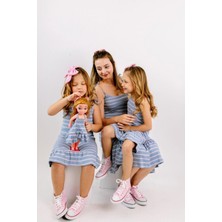 Geef Kids Anne Kız Çocuk Kombin Pembe Çizgili Mavi Elbise Tekli Fiyatı