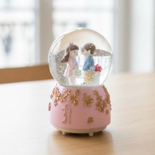 PremiumPort Pilli Işıklı Müzikli Kar Küresi, Sevgili Çiçek Figürü, Masaüstü Biblo