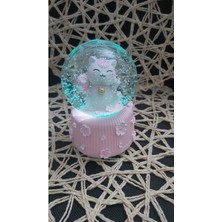 PremiumPort Işıklı Müzikli Sevimli Kedi Cam Kar Küresi Orta Boy