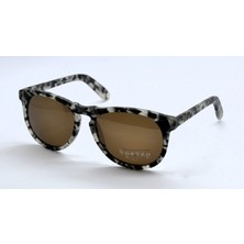 Top Ten 1c 7266 C09 Havana Sıyah Beyaz Grı Kahverengı Polarıze Yuvarlak Unısex Güneş Gözlüğü