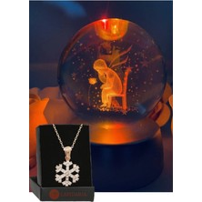 PremiumPort Işıklı Cam Küre ve Papatya Kolye, Düşünen Çocuk Küçük Prens Temalı