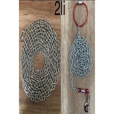 Feyza Design 3 Metre Köpek Bağlama Zinciri, 2 Vidalı Karabina, Gezdirme Takımı (80 Kg)