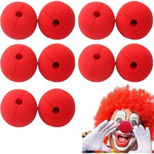 Skygo Kırmızı Renk Sünger Palyaço Burnu Takma Burun 10 Adet