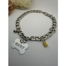 Feyza Design Şık ve Dayanıklı Zincirli Isimli Köpek ve Kedi Tasması Seti