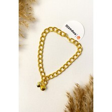 Feyza Design Küçük Irk Köpekler Için Kalp Detaylı Ayarlanabilir Zilli Zincir Tasması