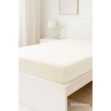Mira Home Çift Kişilik Düz Penye  %100 Pamuklu Lastikli Çarşaf 200X200 cm Battal  Boy Newsheet Ekru