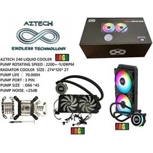 Pazarcan Aztech Liquid Cooling AZ240-1B (Intel-Amd Destekli) Argb LED 240MM Sivi Soğutma Sistemi