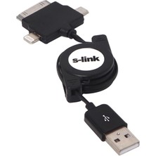 Pazarcan S-Link IP-544 Iphone 4 ve 5 Ipad Micro USB Siyah Şarj Kablosu