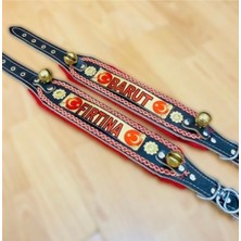Feyza Design Isme Özel Yavru Kangal Köpek Tasması, 60 Cm, Ay Yıldızlı, 2 Zilli