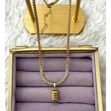 Septemmart Gold Renk Külçe Altın Figürlü Kral Zincir Kolye