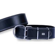 Feyza Design El Yapımı Çift Kat Deri Köpek Boyun Tasması – Siyah, 6X60-70 cm