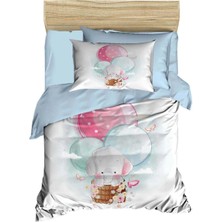 Mira Home Dijital Baskılı 3D Pamuklu Yenidoğan Bebek Nevresim Takımı Elephant Baloon Blue