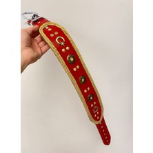 Feyza Design Geniş Hakiki Manda Derisi Kangal Köpek Tasması Kırmızı, Dayanıklı ve Şık