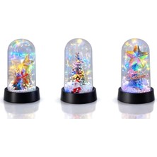 PremiumPort Yılbaşı Temalı Işıklı Dekoratif Cam Fanus, Şık ve Parlak Süs Dekoru