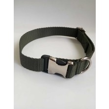 Feyza Design Yumuşak Köpek Boyun Tasma, 30-45 Cm, Orta Beden, Haki Renk, Metal Aparatlı