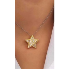 KS Şık Yıldız Detaylı Kolye Hediyelik Gold Kadın Kolye