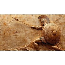 Arterior Wallpaper Antik Mızraklı Savaşçı Rölyef Poster Duvar Kağıdı