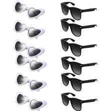 Newdaki Kalpli Gelin Damat Güneş Gözlüğü 12'li Set UV400 - Düğün Nişan Kına After Bride And Groom