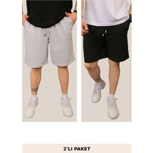 Eydamoon Erkek Baggy Kesim 2 Iplik Basic Yazlık Bel Lastikli Cepli Yazlık Şort&bermuda