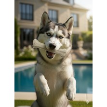 Feyza Design Iki Adet 20 cm Doğal Sığır Derisi Pres Köpek Kemiği Büyük Irk