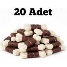 Feyza Design 20 Adet Beyaz Pres Köpek Kemiği, Dana Eti Sargılı, Çiğneme & Ödül