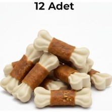 Feyza Design 12 Adet 7 cm Tavuk Etli Pres Köpek Kemiği, Küçük ve Yavru Köpekler Için