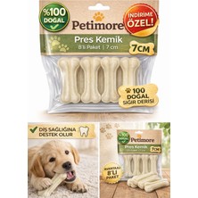 Feyza Design 7 cm Pres Kemik Köpek Çiğneme Kemiği 8’li Paket, Doğal Sığır Derisi
