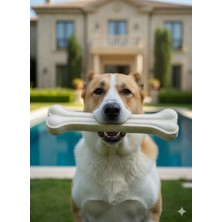 Feyza Design 30 cm Doğal Pres Sığır Derisi Köpek Kemiği Büyük Irklar Için