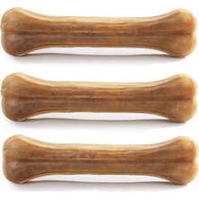 Feyza Design Sütlü Pres Deri Kemik 12 Cm, Üçlü Paket, Sağlıklı ve Dayanıklı Köpek Oyuncağı