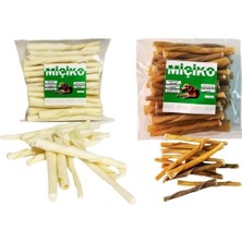 Feyza Design 2'li Sütlü ve Naturel Burgu Ödül Çubuğu ve Çiğneme Kemiği 8-10CM