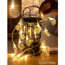 Brokoli Home 3 Metre 20 Ledli Gün Işığı Ramazan Cami Işık Zinciri 2 Pilli LED Işık Ev Dekorasyonu Ramazan Süsleme