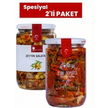 Zeytin Salatası ve Domates Kurusu Zeytinyağlı( Kahvaltılık,meze ) 2 Li'spesiyal Paket 720 Gr.