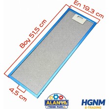 Hgnm E-Trading 19,5x51,5 cm Davlumbaz Yağ Filtresi | 195x515 mm Alüminyum Aspiratör Filtresi Teli 515x195 | Klipsli 4,5