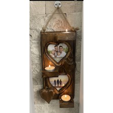 Tolga's Workshop El Yapımı Ahşap Kalpli Duvar Mumluğu / Dekoratif Raf – Biblo ve Mumluk Uyumlu