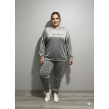 Boston Büyük Beden Kadife Pijama Takımı