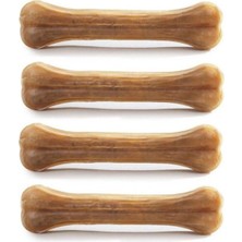 Feyza Design Sütlü Pres Deri Kemik 7 cm Dörtlü Paket, Köpekler Için Sağlıklı Oyuncak