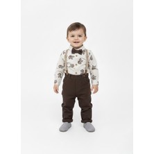 Butik Erkek Bebek - Çocuk Cıtcıtlı Pantolon Askılı Papyon Detaylı 4 Parça Takım
