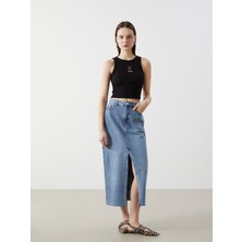 Lc Waikiki Yeni Sezon Bisiklet Yaka Nakışlı Kadın Crop