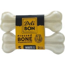 Feyza Design Beyaz Deri Pres Vakumlu Kemik Köpek Ödülü Stick 12 Cm, 2 Adet