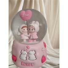 PremiumPort Işıklı Müzikli Balonlu Kız Kardeşler Cam Kar Küresi