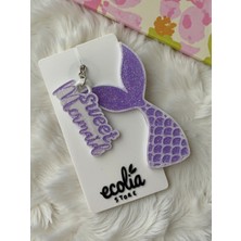 Ecolia Store Sweet Mermaid Yazılı Mor Simli Deniz Kızı Kuyruğu Anahtarlık & Çanta Charmı