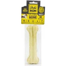 Feyza Design Deri Press Köpek Kemik Ödülü Beyaz 15 cm Medium 1 Adet