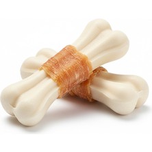 Feyza Design Iki Adet 15,5 cm Tavuk Etli Pres Köpek Kemiği, Diş ve Çiğneme Ödülü