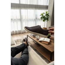 Enoch Hakiki Deri Kahverengi Beyaz Tabanlı Logo Detaylı Erkek Sneaker