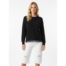 Venezia Giyim Pamuklu Kadın Ucu Dantelli Kazak // V12404