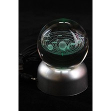 PremiumPort Işıklı Cam Küre Gezegenler Modeli, USB ve Pil ile Çalışan Standlı Hediye