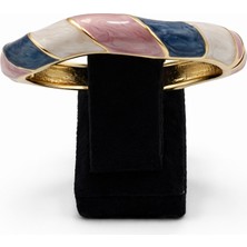 Pangu Mineli Dilimli Altın Renk Çelik Kelepçe Bilezik