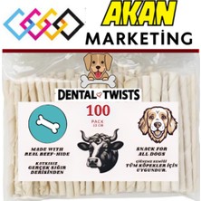 Feyza Design Beyaz Burgu Çubuklar, 100 Adet, Diş Sağlığı ve Lezzetli Köpek Ödülü