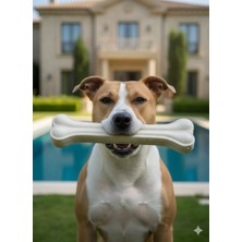Feyza Design 2'li 25 cm Doğal Pres Sığır Derisi Köpek Kemiği, Çene Güçlendirici