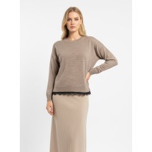 Venezia Giyim Pamuklu Kadın Ucu Dantelli Kazak // V12404